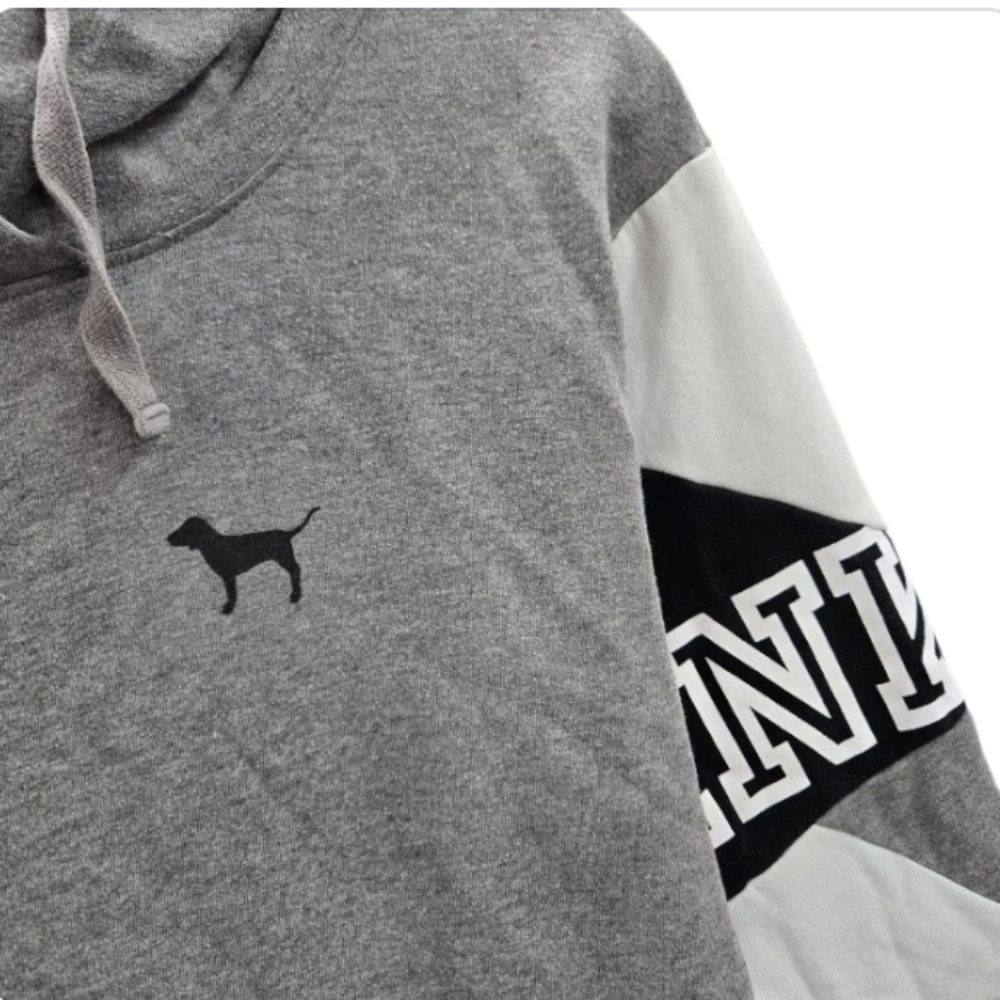 PINK VS Pullover Colorblock 86 Hoodie Gray, Blk & White htf - Picture 5 of 8
